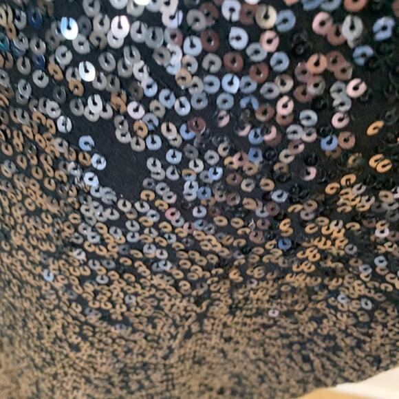 New Chaser sequin skirt midi stretch black side slit ruched Swiftie party goth - Picture 15 of 16